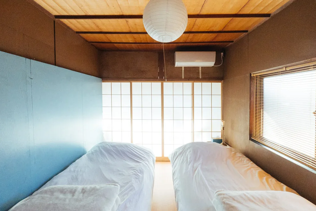 Bedroom with soft light through shoji screens