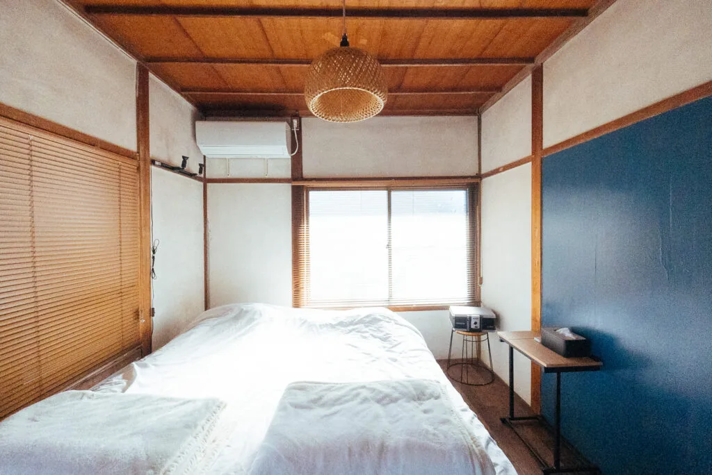 Bedroom with deep indigo wall